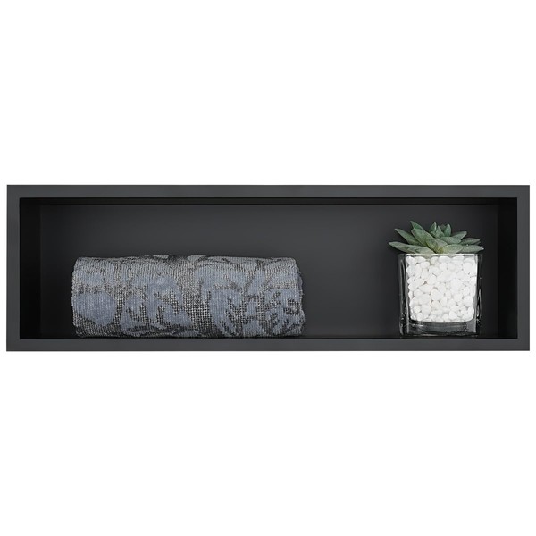 JQK Shower Niche No Tile Need, 4"×14" Matte Black Bathroom