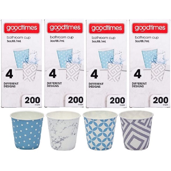 Goodtimes Bathroom Cups, 3 oz 200 ea, Assorted designs (4, Contemporary)