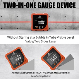 Coobeast Digital Angle Finder Magnetic, Rechargeable Digital Angle Gauge, Mini Protractor Angle Finder Measuring Tool for Woodworking Tablesaw(Laser Level is Class II, Output<5mW), Gift for Men