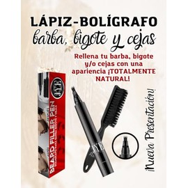 JYE Kit rellenador de Barba y Bigote. Boligrafo color negro + Pincel. Apariencia natural de barba poblada y abundante. Kit de Boligrafo y Pincel