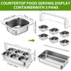Ziliny 6 Pan Countertop Ice Food Serving Display Container Cooled