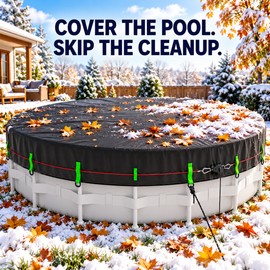 24 Ft Round 420D Oxford Winter Above Ground Pool Cover with Windproof Ratchet Cable System