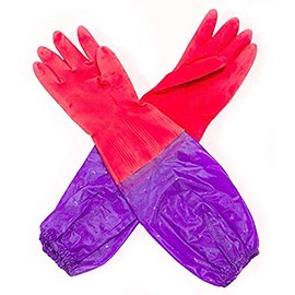 Hand® Gummihandschuhe, Weich und bequem, mit gebürstetem Stofffutter, Armlänge, Gummi/Latex, Allzweck-Reinigungs-Handschuh, Größe M (50,8 cm Länge), 2 Stück