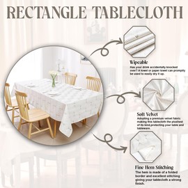 Majestic Giftware Velvet Tablecloths for Rectangle Tables | (60/90) - TC1408 Gold Infinity Print Hem Stitch Dining Table Cover | Decorative Washable Rectangle Tablecloth for Kitchen, Dinning, Party