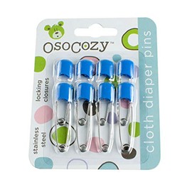 OsoCozy Diaper Pins - {Blue} - Sturdy, Stainless Steel Diaper Pins with Safe Locking Closures - Use for Special Events, Crafts or Colorful Laundry Pins
