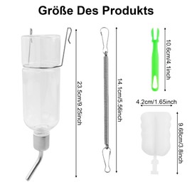 Pack of 2 Hanging Pet Water Bottle with Cleaning Brush, Drinking Bottle, 350 ml Pet Drinker, Transparent Capacity Water Bottle