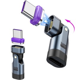 xuanli USB C Magnet Adapter L Shape, 180° Rotation Type c Magnet, 240W PD Fast Charge USB C Magnet Connector, 480Mbps Fast Data Transfer Magnetic Terminal Type C, Type-C Magnet Adapter Male to Female