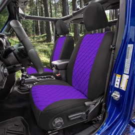 FH Group Custom Fit Car Seat Covers for Jeep Wrangler JL 4DR 2018-2024 Ultraflex Neoprene Waterproof Automotive Seat Covers Front Set Purple