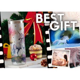 Onebttl Unicorn Gifts for Teen Girls & Women, 20oz Insulated Stainless Steel Tumblers with Lids and Straws, Perfect Gifts for Unicorn Lovers Girl Women - Glitter Blue Purple - 5D