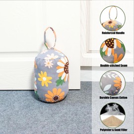 CERAYOU Decorative Weighted Door Stopper, Cylinder Fabric Door Stop with Handle, Heavy Duty Door Floor Stop Wall Protectors for Home Office Bedroom Living Room