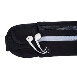 Cangurera Deportiva con cinturon elastico y salida de cable de audifinos. Riñonera con bolsa de malla para hacer ejercicio, para correr, de viaje o ex