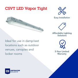 Lithonia Ligthing CSVT L48 ALO3 MVOLT SWW3 80CRI Contractor Select Vapor Tight MVOLT LED Strip Light, 3106-4946 Lumens, 3500K | 4000K | 5000K, 4-Foot, Matte White