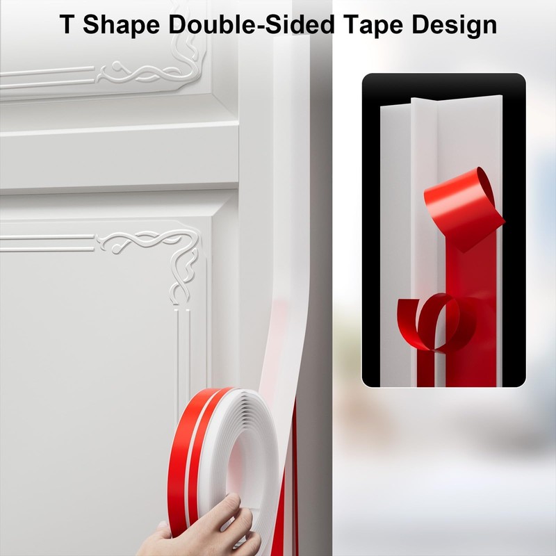 Elvone T-Shaped Door Draft Stopper, 1.97 in x 20 Ft