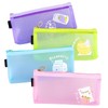 lomdung Pack of 4 Transparent Pencil Case, Mesh Zip Bag,