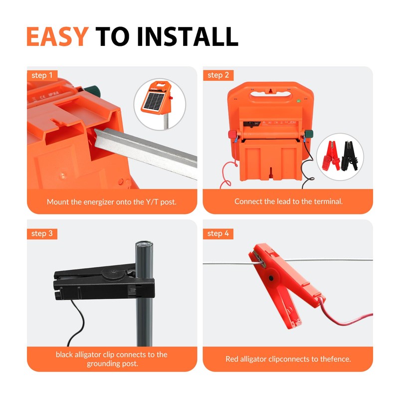 ANDMON MINI400 30 Miles Solar Electric Fence Charger, 0.4 Joule