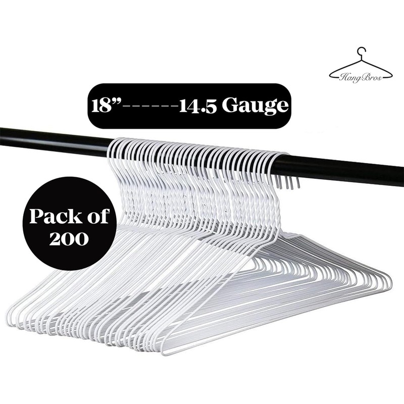 HangBros | 50-Pack of Sleek 18-Inch 14.5-Gauge Metal Hangers |