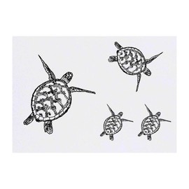 4 x 'Sea Turtle' Temporary Tattoos - Water Resistant, Skin-Safe, Non-Toxic Transfers, Mixed Sizes (TO00032839)