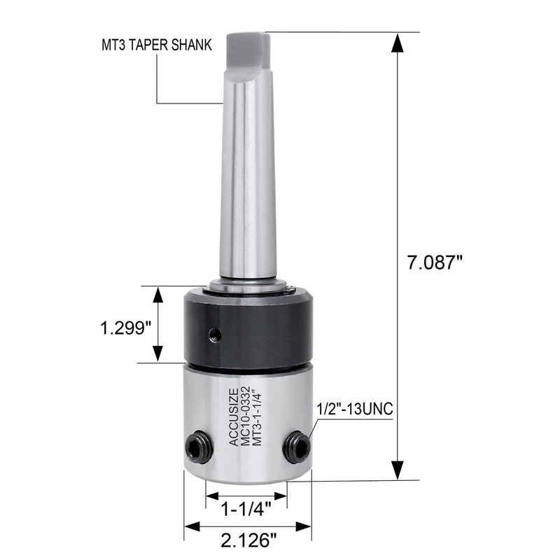 Accusize Industrial Tools Annular Cutter Arbor, Mt3 to 1-1/4'' Weldon