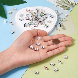 Crafans 100Pcs Square Brass Rhinestone Spacer Beads 8x4mm Silver Color Plated Crystal Gems Rhinestone Rondelle Beads for Jewelry Making (Mixed Color)