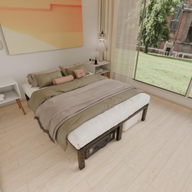 HOBINCHE 10 Inch King Size Bed Frame - No Box Spring Needed Heavy Duty Metal Platform Mattress Foundation with Steel Slats, Non-Slip Noise Free Easy Assembly Black Bedframes