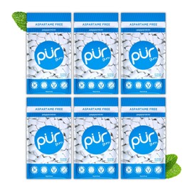PUR Gum | Aspartame Free Chewing Gum | 100% Xylitol | Natural Peppermint Flavored Gum, 55 Pieces (Pack of 6)