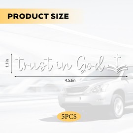FALVFUN Trust in God Car Rearview Mirror Decals, 5PCS Christian Vinyl Auto Rear View Mirror Sticker, Affirmation Vanity Vehicle Bumper Stiker, Universal for SUV RV Truck (White)