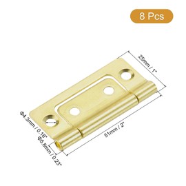 TOP-VIGOR 8Pcs Door Hinges Non-Mortise, 2 Inch No Noise Bifold Butt Cabinet Hinges for Cabinet Furniture Window Wardrobe, Gold