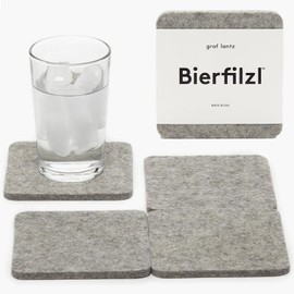 Graf Lantz - Bierfilzl Felt Coasters - Square - 100% Merino Wool - Moisture Wicking - Heat Resistant - Sustainable - Absorbs - Home Decor - Housewarming Gift - 4 Coaster Set - 4" x 4" x 5 mm - Granite