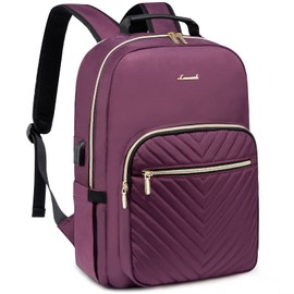 LOVEVOOK Laptop Backpack for Women 17.3 inch,Cute Womens Travel Backpack Purse,Professional Laptop Computer Bag,Waterproof Work Business Teacher Bags Carry on Backpack with USB Port,Deep-Purple