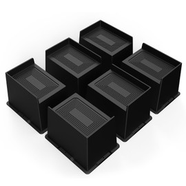 MYMULIKE Bed Risers 5 Inch Heavy Duty, Oversized Furnitures Risers 5 inch Support 6000 lbs, Bed Table Rising Blocks, Fits for Couch, Sofa, Chair, Furniture Lifts (Black 6 Pack, 5 inch)