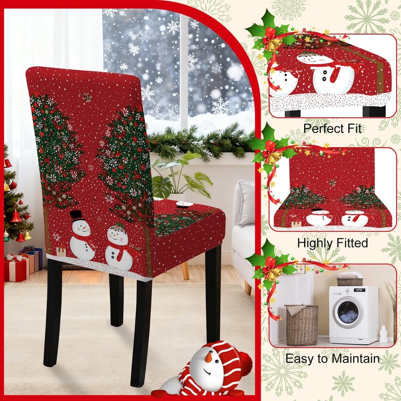 FOREVER QUEEN Red & White Classic Chair Covers 6 Pcs