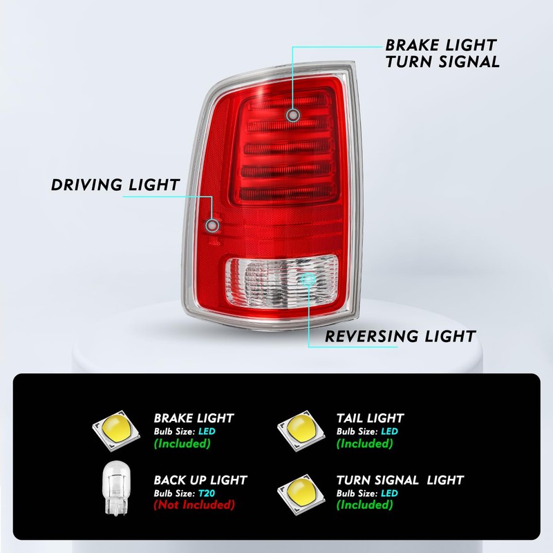 TUSDAR Factory LED Tail Light Assembly Fit for 2013-2018 Dodge