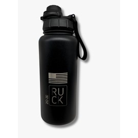 Double Wall Vacuum Insulated 32oz Stainless Steel Water Bottle, Leak-Proof Design, Two Lids, USA Flag Engraved, Black - Ideal for Gym, Sports, and More - Suitable for Men, Women, and Kids.