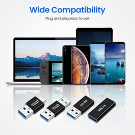 HAUXGOGO USB to USB C Adapter (4-Pack), Charging, High-Speed Data Transfer and OTG Converter Cable Extension Compatible with Phone/Tablet/Laptop and More Type C Devices