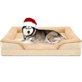 JOYELF Orthopedic Dog Bed for Extra Large Dogs, Foam Sofa Couch Bed, Bolster Waterproof Pet Bed with Removable Washable Cover and Nonskid Bottom, Durable Dog Bed Couch for Dogs - Khaki