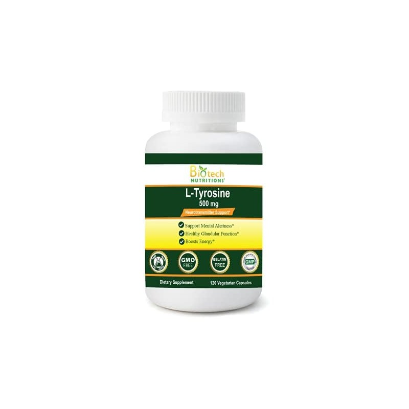Biotech Nutritions L-Tyrosine 500 mg 120 Vegetable Capsules Made in