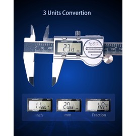 Digital Caliper Measuring Tool, 6 Inch with Feeler Gauges, IP54 Waterproof Stainless Steel, MM/Inch/Fraction, (ABS) Absolute Scale Calipers, Auto-Off LCD Micrometer Vernier Caliper