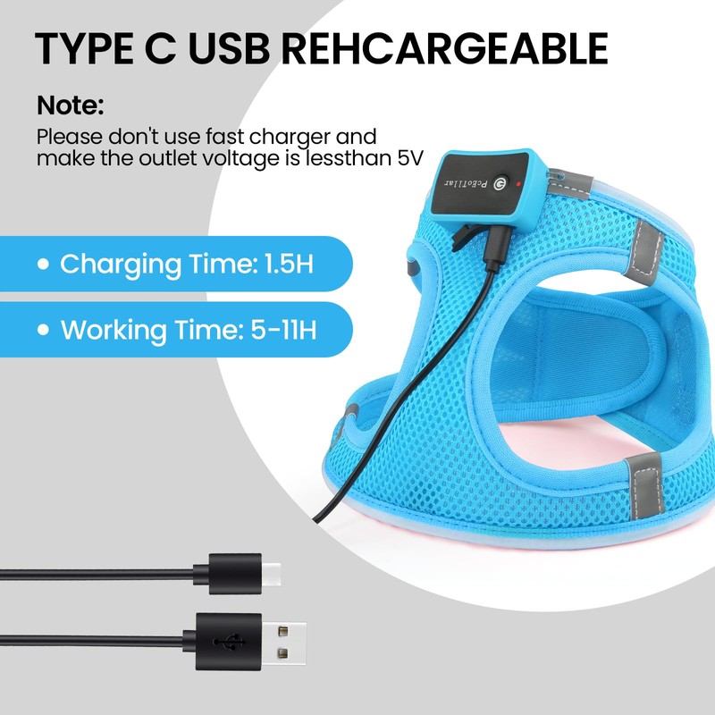 PcEoTllar Light Up Dog Harness, LED Dog Harness for Puppy