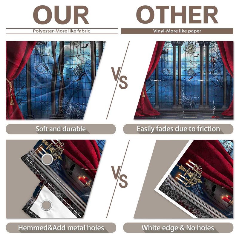 YCUCUEI 7x5ft Fabric Halloween Vampire Medieval Castle Backdrop Gothic Window