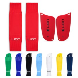 All-in-One Football Sleeve/Guard Combo for Kids – Matching Football Sleeves with Built-In Shin Guards – Perfectly Matches Your Kit Colours - Red