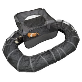 Guinea Pigs Playpen with Surround Tunnel,Pop Open Tent with Tube for Dwarf Rabbits,Chinchilla,Ferret and Other Small Animals to Run and Exercise Indoor or Outdoor (Playpen with Tunnel)