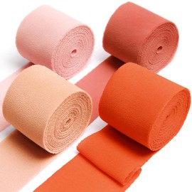 UpUDo 4 Rolls Chiffon Ribbon, 1.5" x 6Yd Mixed Rose Silk Ribbons, Frayed Edges for Wedding Invitations, Bridal Bouquets, DIY Crafts, Gift Wrapping, Holiday Decor