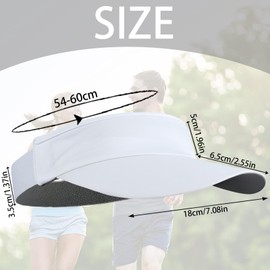 LUKIUP Quick-Drying Sun Visor Hat, Unisex Sun Shield, Ultralight and Highly Breathable, Cool Elastic Visor, Summer Cap with Terry Cloth Inner Lining, for Sports, White