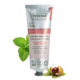 TITANIA Urea Foot Cream 10% Moisturising, Soothing & Skin Strengthening with Horse Chestnut, Sorbitol & Vitamin E | Vegan, Natural Cosmetics, No Microplastics, 75 ml - Made in Germany