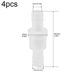 4pcs 1/2 inch Check Valve, PNXKTXO One Way Inline Check Valve Wear-resistant Non Return Valves for Fuel, Gas, Liquid Air, Plastic Water Stops Barb Hose
