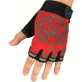 Eurhouse Kids Fingerless Gloves for Bike Cycling Running Lightweight Sports Protect Non-Slip Mittens Half Finger - Red (RED)