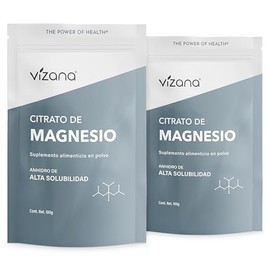 VIZANA NUTRITION | Citrato de Magnesio en Polvo (Trimagnesio Anhidro) (Pack-2 Bolsas de 100g), Origen Citrato: Alemania