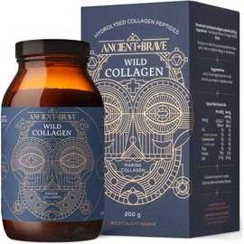 Ancient + Brave Wild Collagen Powder 200g - Pure Hydrolyzed Marine Collagen Peptides Supplement - Best Collagen Powder for Women (Fish) - High Protein, Fasting Friendly - Halal & Kosher Certified