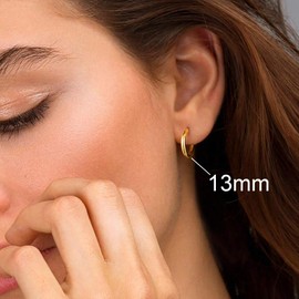 M MOOHAM Hoop Earrings for Women - 14k Gold Plated Cartilage Hypoallergenic Mini Small Hoops Earrings for Women Jewelry 13mm