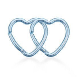 [MUNKEES] Heart Shape Carabiner, Keychain, Aluminum Alloy, Backpack, Bottle Buckle, 2 (L, Blue)